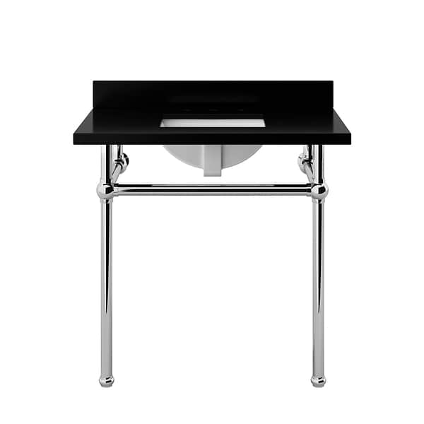 Pierce Polished Chrome 36" Single Console with Rectangle Sink and Black Granite Top