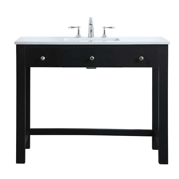 Murray Black 42" Single Vanity with White Cultured Marble Top
