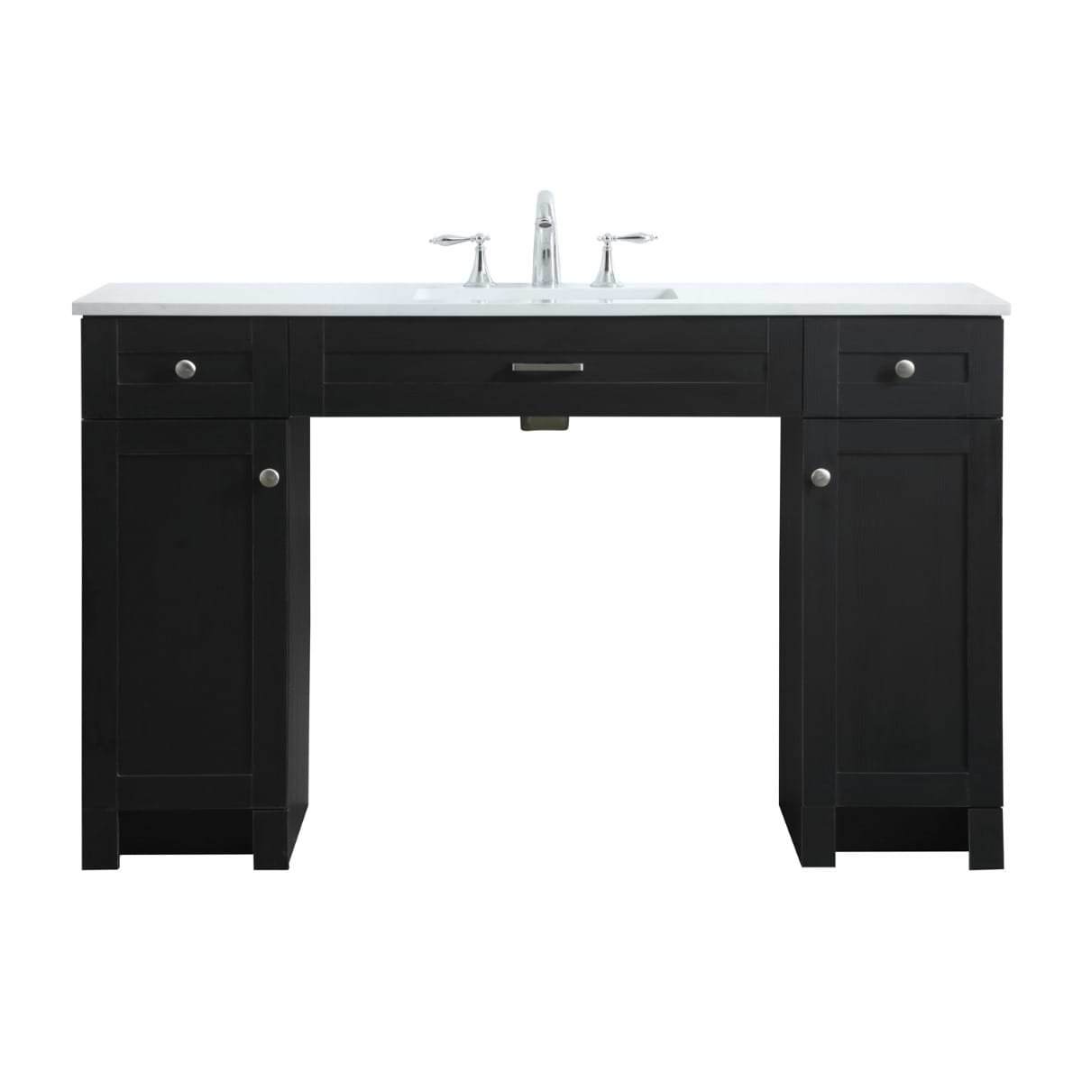 Calvin 54" Black Single Vanity with Cultured Marble White Top