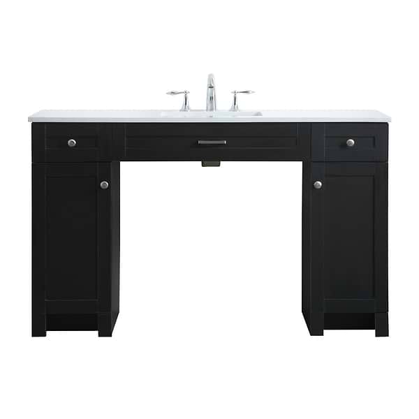 Calvin 54" Black Single Vanity with Cultured Marble White Top