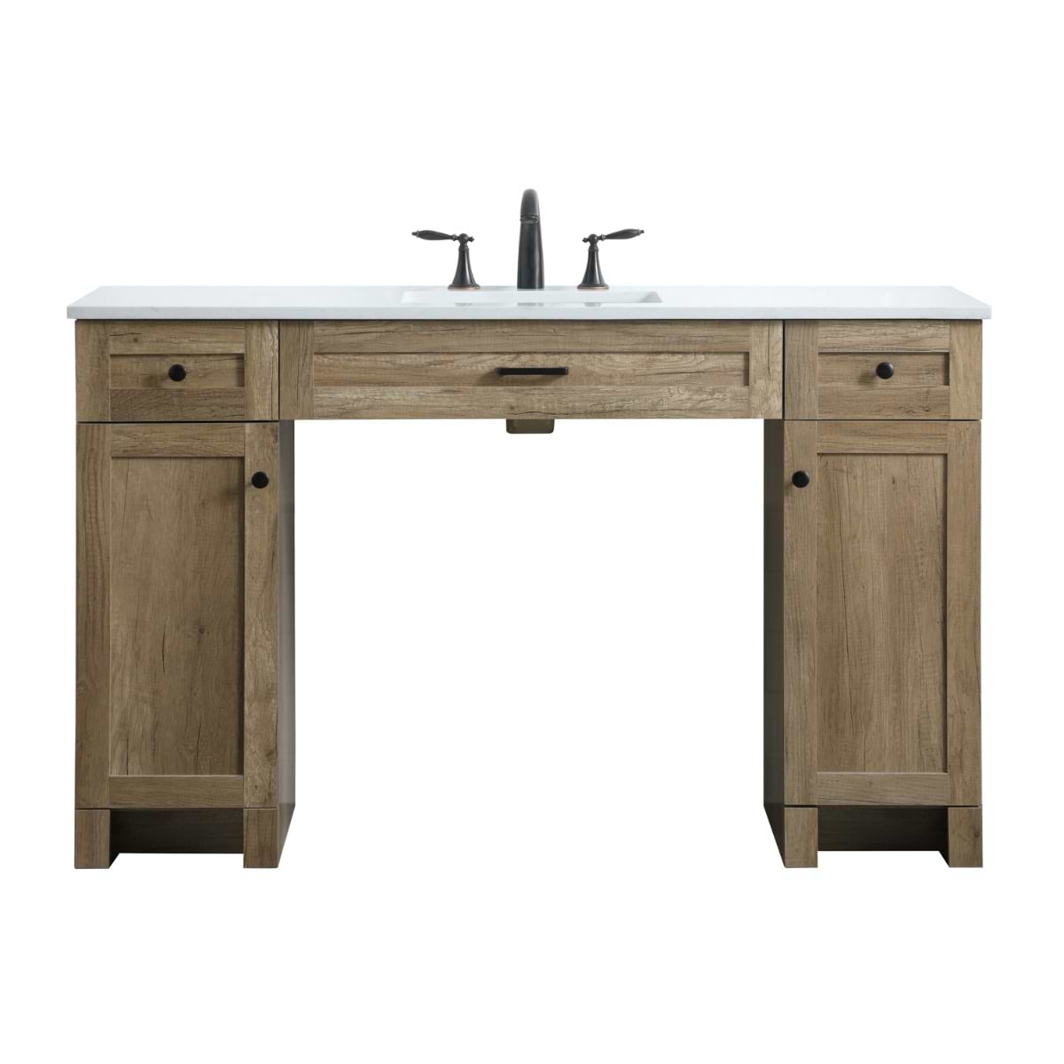 Calvin 54" Natural Oak Single Vanity with Cultured Marble White Top