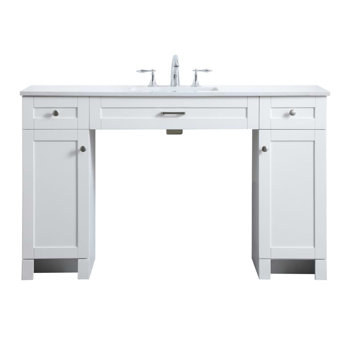 Calvin 54" White Single Vanity with Cultured Marble White Top