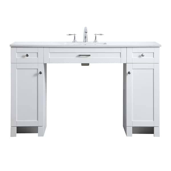Calvin 54" White Single Vanity with Cultured Marble White Top