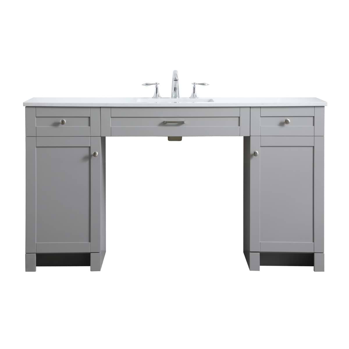Calvin 60" Gray Single Vanity with Cultured Marble White Top