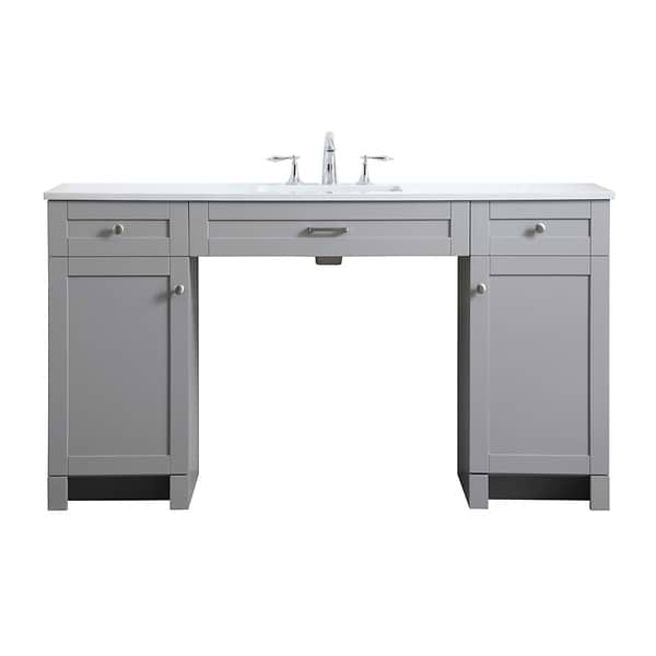 Calvin 60" Gray Single Vanity with Cultured Marble White Top