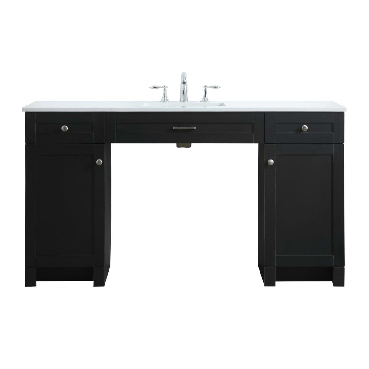 Calvin 60" Black Single Vanity with Cultured Marble White Top