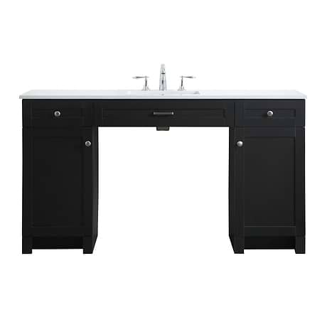 Calvin 60" Black Single Vanity with Cultured Marble White Top
