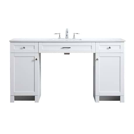 Calvin 60" White Single Vanity with Cultured Marble White Top