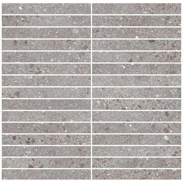 Fractured Ash 1x6 Matte Porcelain Mosaic Tile in Gray, View 1