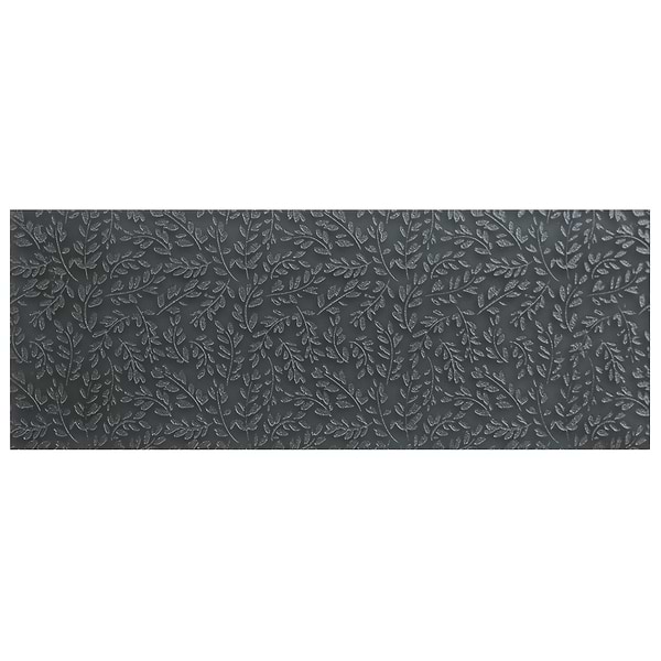 Sonya Flowers Midnight Gray 6x16 Frosted Glass Tile