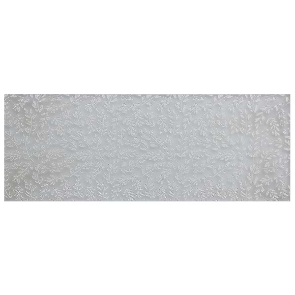 Sonya Flowers Pearl White 6x16 Frosted Glass Tile