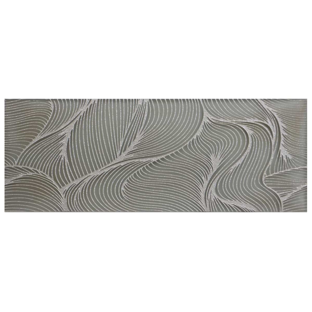 Sonya Waves Bronze 6x16 Frosted Glass Tile