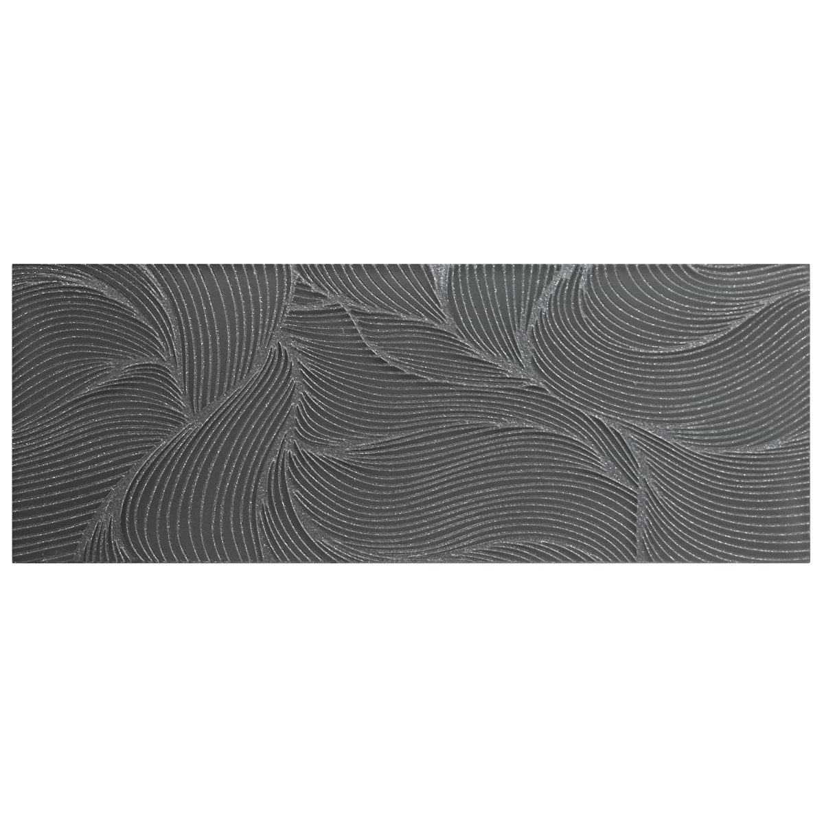 Sonya Waves Midnight Gray 6x16 Frosted Glass Tile