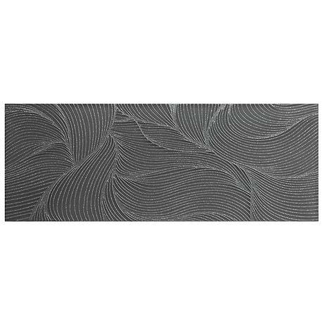 Sonya Waves Midnight Gray 6x16 Frosted Glass Tile