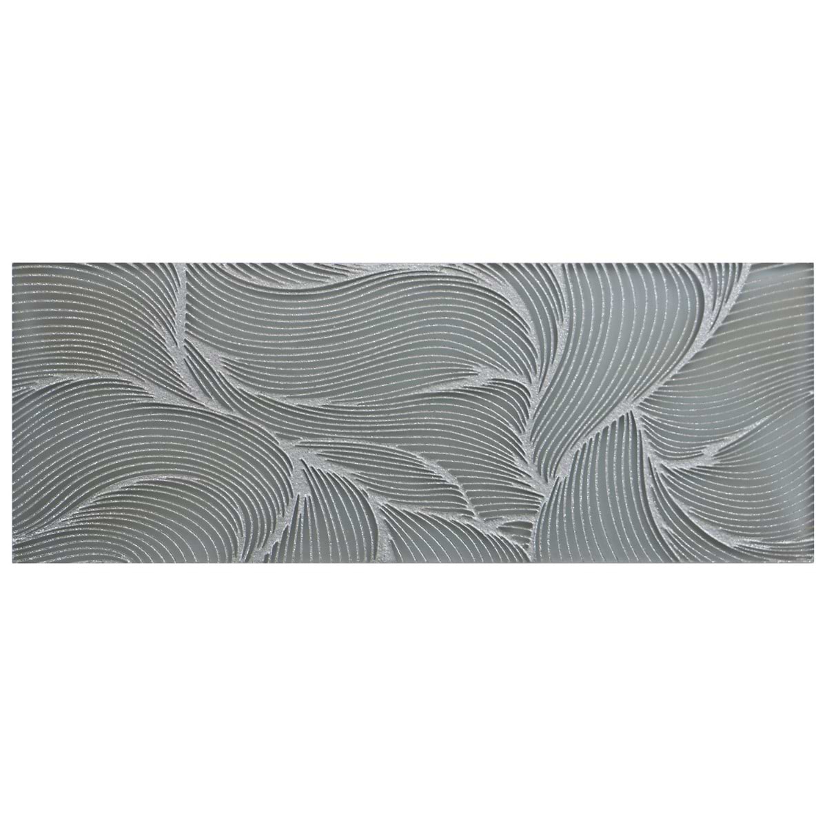Sonya Waves Sterling Gray and Silver 6x16 Frosted Glass Tile