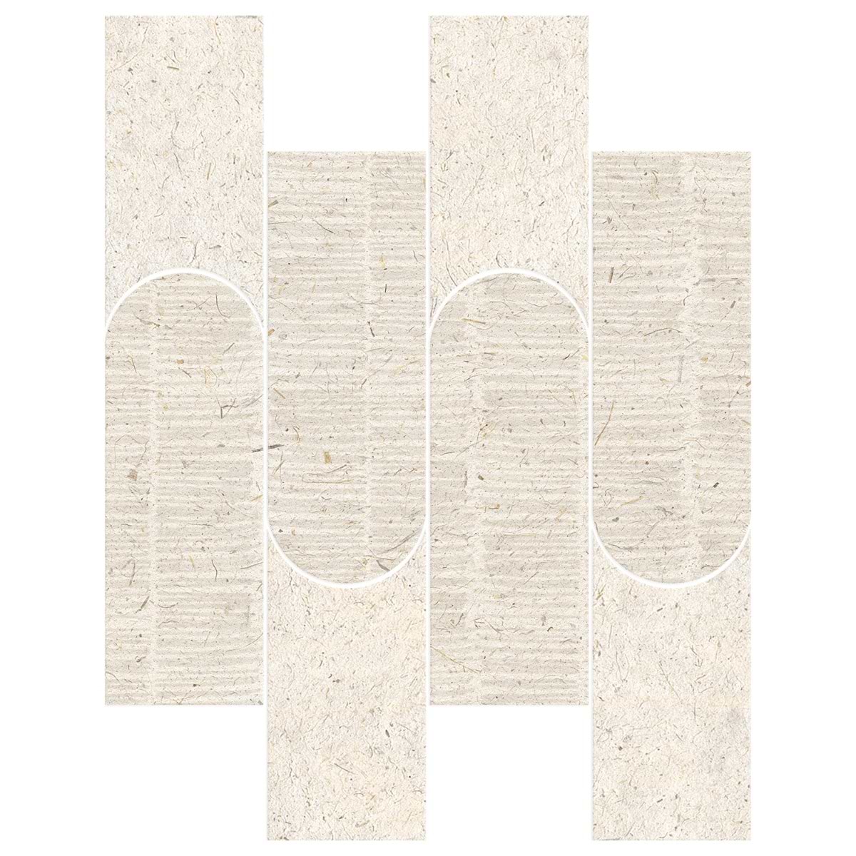 Hikari Tokyo Paper Cream Limestone Look Textured Matte Matte Porcelain Mosaic Tile