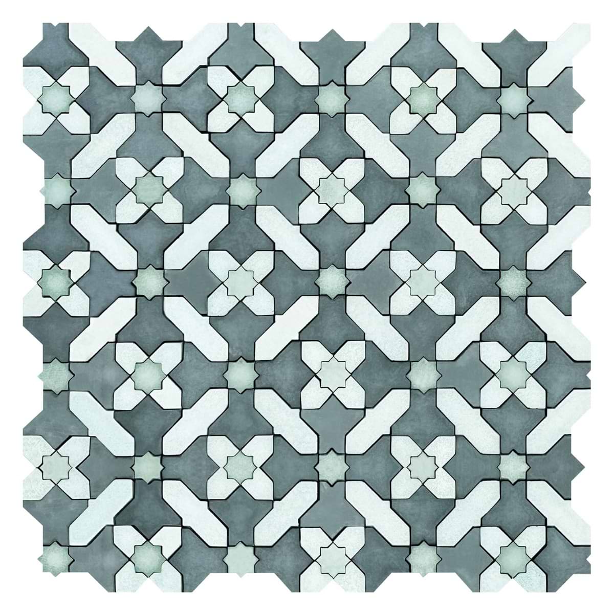 Cantico Safi Ocean Blue 12x12 Mixed Finish Lava Stone and Cement Mosaic Tile