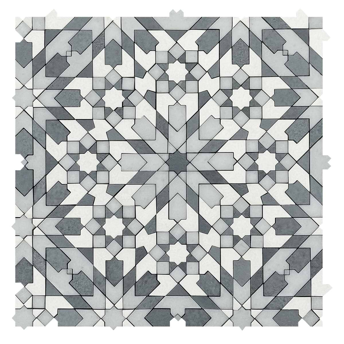 Cantico Taza Cloud Gray 14x14 Mixed Finish Lava Stone and Cement Mosaic Tile