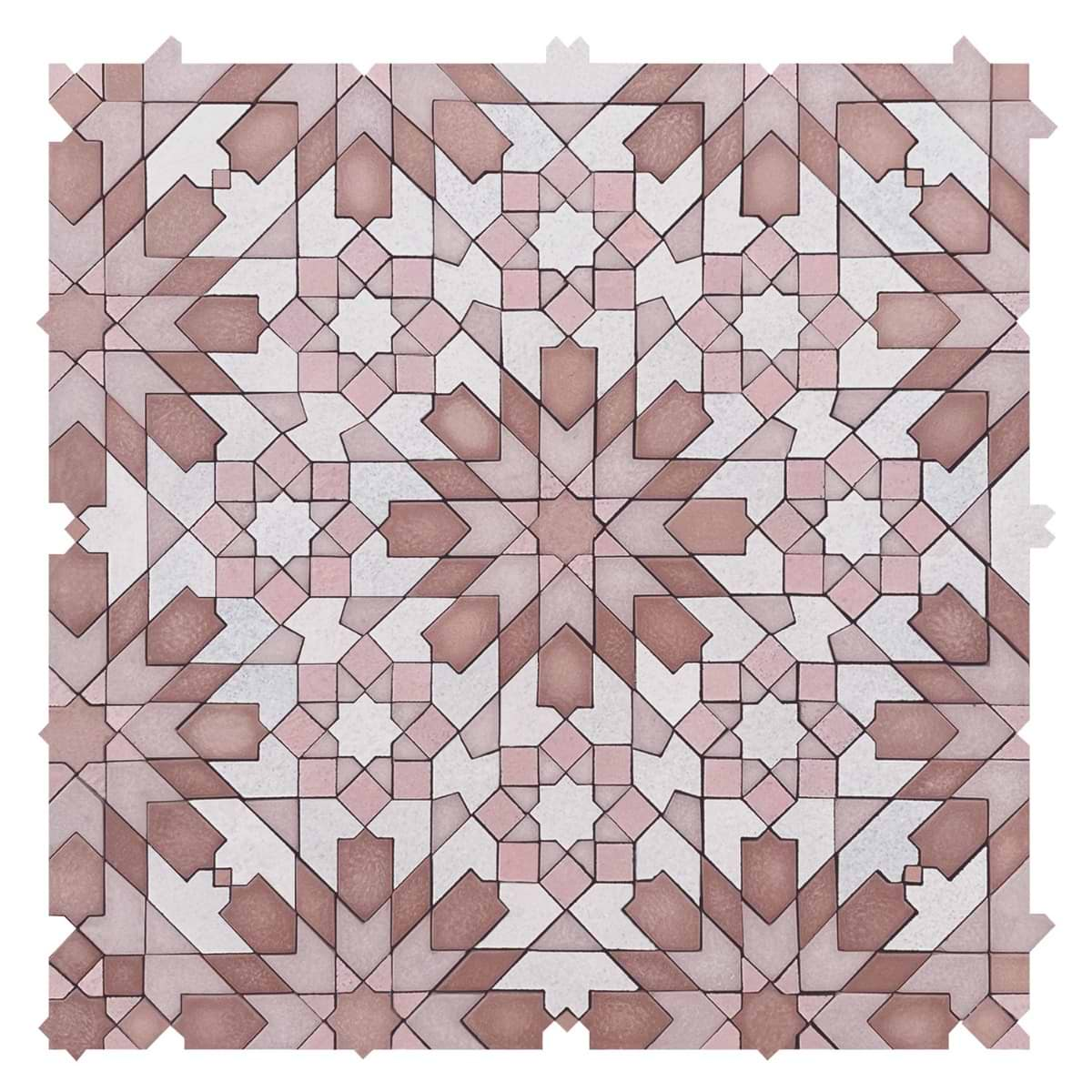 Cantico Taza Terracotta Rosa 14x14 Mixed Lava Stone and Cement Mosaic Tile