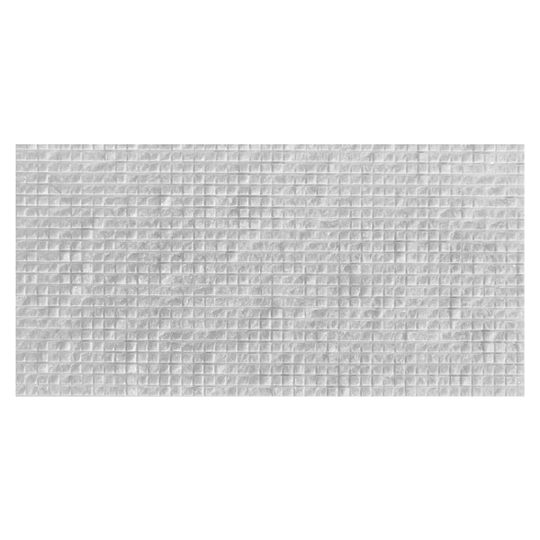 Rakestone Carved Cube Bianco Ice White 12x24 3D Honed Marble Tile