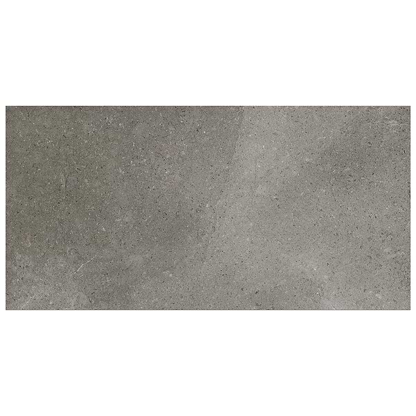 Sample-New Rock Fossil Dark Gray Limestone Look Matte Porcelain Tile