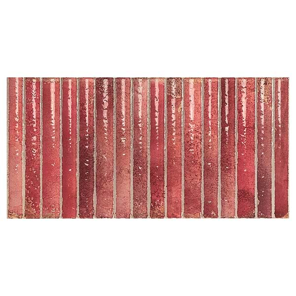 Curve Fluted Red 6x12 3D Glossy Ceramic Tile