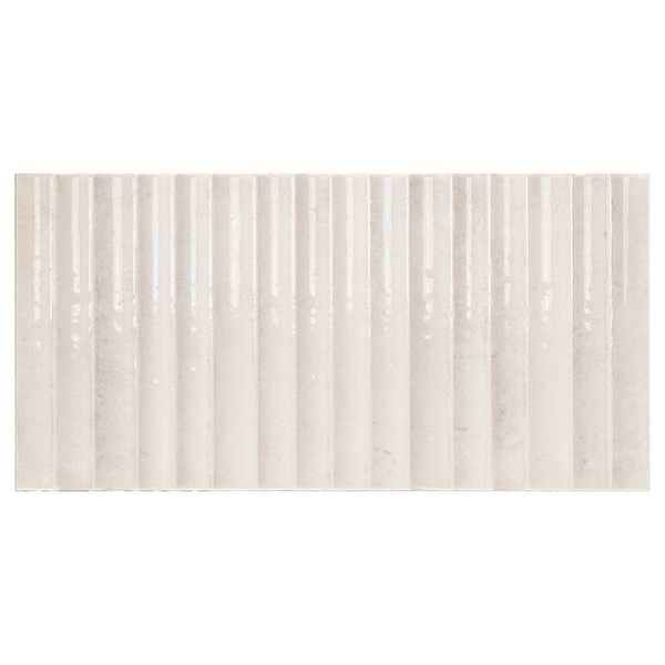 Curve Fluted White 6x12 3D Glossy Ceramic Tile