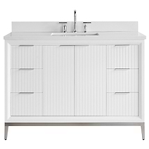 Bungalow White and Silver 48" Single Vanity with Pure White Quartz Top