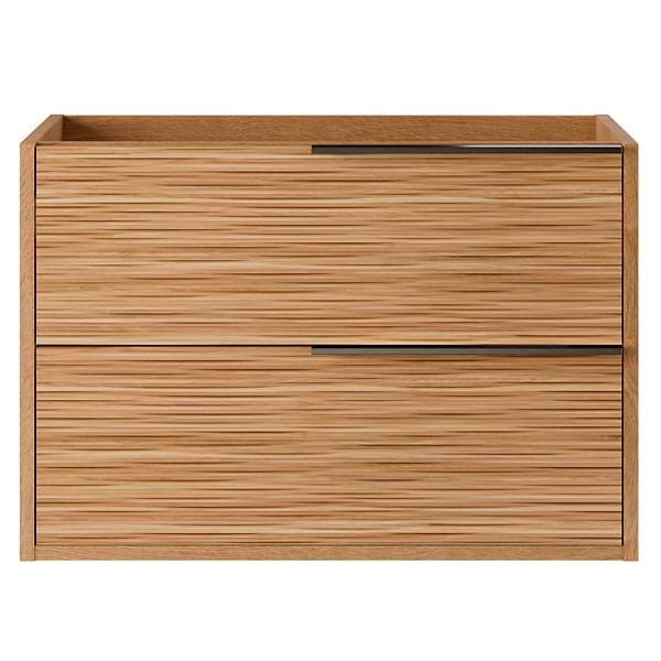Kora Bamboo Faux Finish 32" Single Vanity with Black Handles without Top