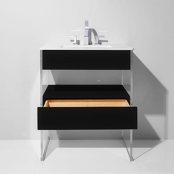Lucite 30" Black Gloss Vanity and Counter