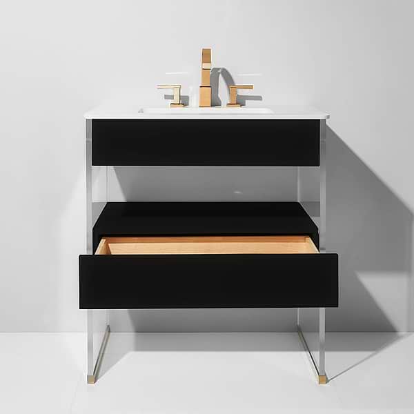 Lucite 36" Black Gloss Vanity and Counter