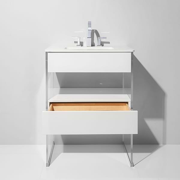 Lucite 24" White Gloss Vanity and Counter