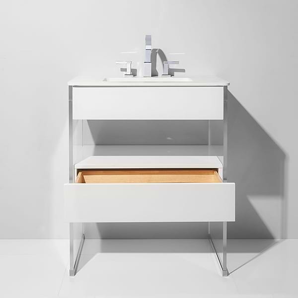 Lucite 30" White Gloss Vanity and Counter