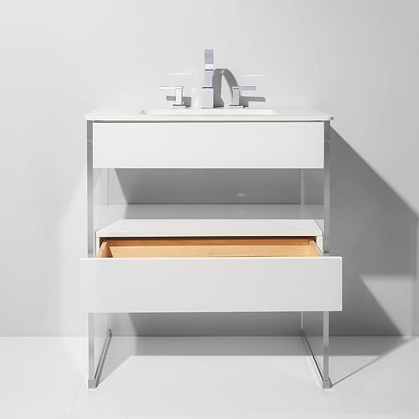 Lucite 36" White Gloss Vanity and Counter