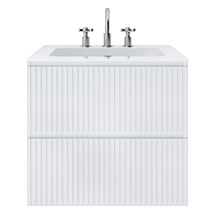 Linear White 24" Single Vanity with Integrated White Solid Surface Top