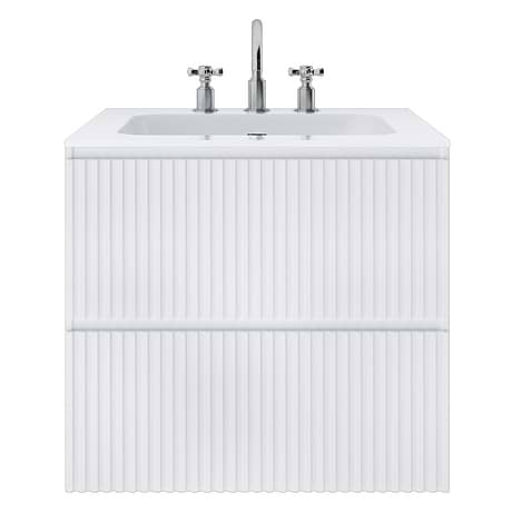 Linear White 24" Single Vanity with Integrated White Solid Surface Top