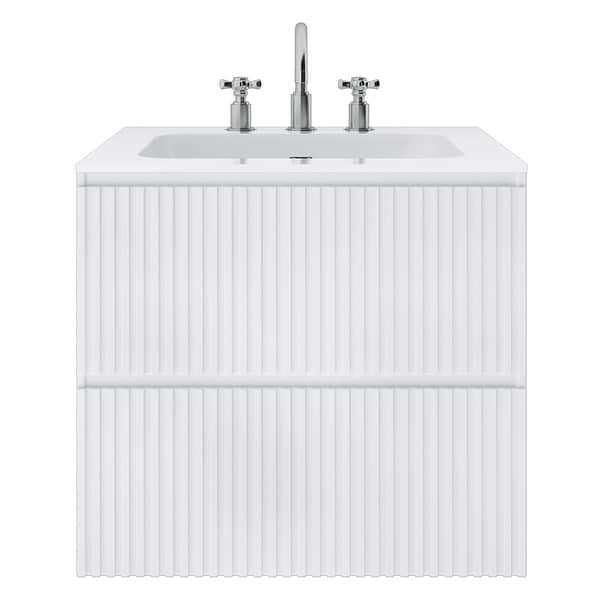 Linear White 24" Single Vanity with Integrated White Solid Surface Top