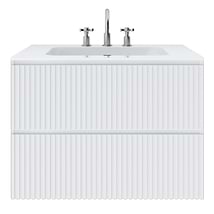 Linear White 30" Single Vanity with Integrated White Solid Surface Top