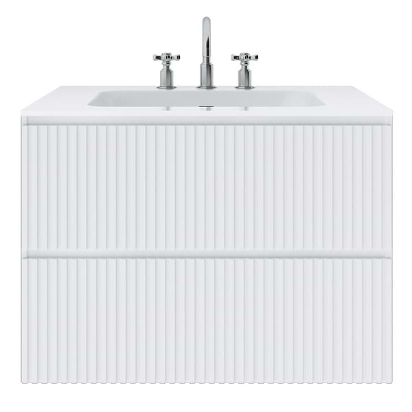Linear White 30" Single Vanity with Integrated White Solid Surface Top