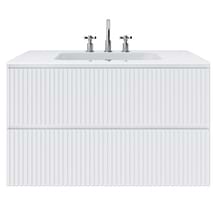 Linear White 36" Single Vanity with Integrated White Solid Surface Top
