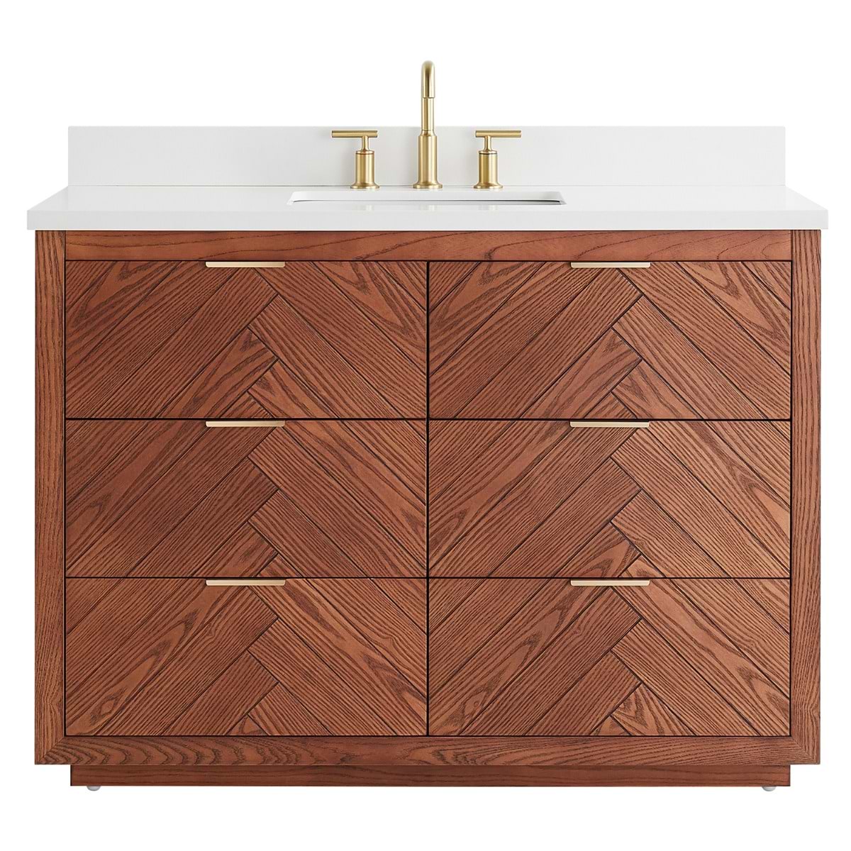 Marilyn Woodgrain 48" Single Vanity with Pure White Quartz Top