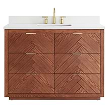 Marilyn Woodgrain 48" Single Vanity with Pure White Quartz Top