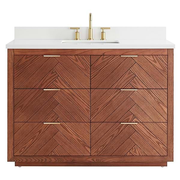 Marilyn Woodgrain 48" Single Vanity with Pure White Quartz Top