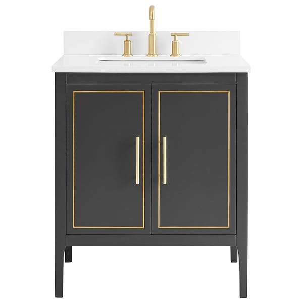 Province Charcoal and Gold 30" Single Vanity with Pure White Quartz Top