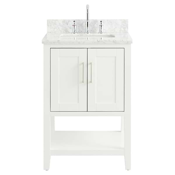 Sheraton 24" White Vanity with Carrara Marble Top and Ceramic Basin