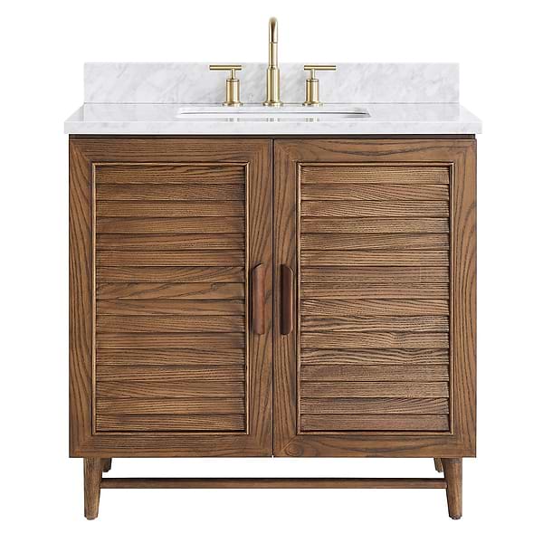 Lowell Dark Walnut 36" Single Vanity with Carrara Marble Top