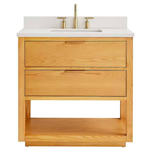 Dayton Woodgrain 36" Single Vanity with Pure White Quartz Top