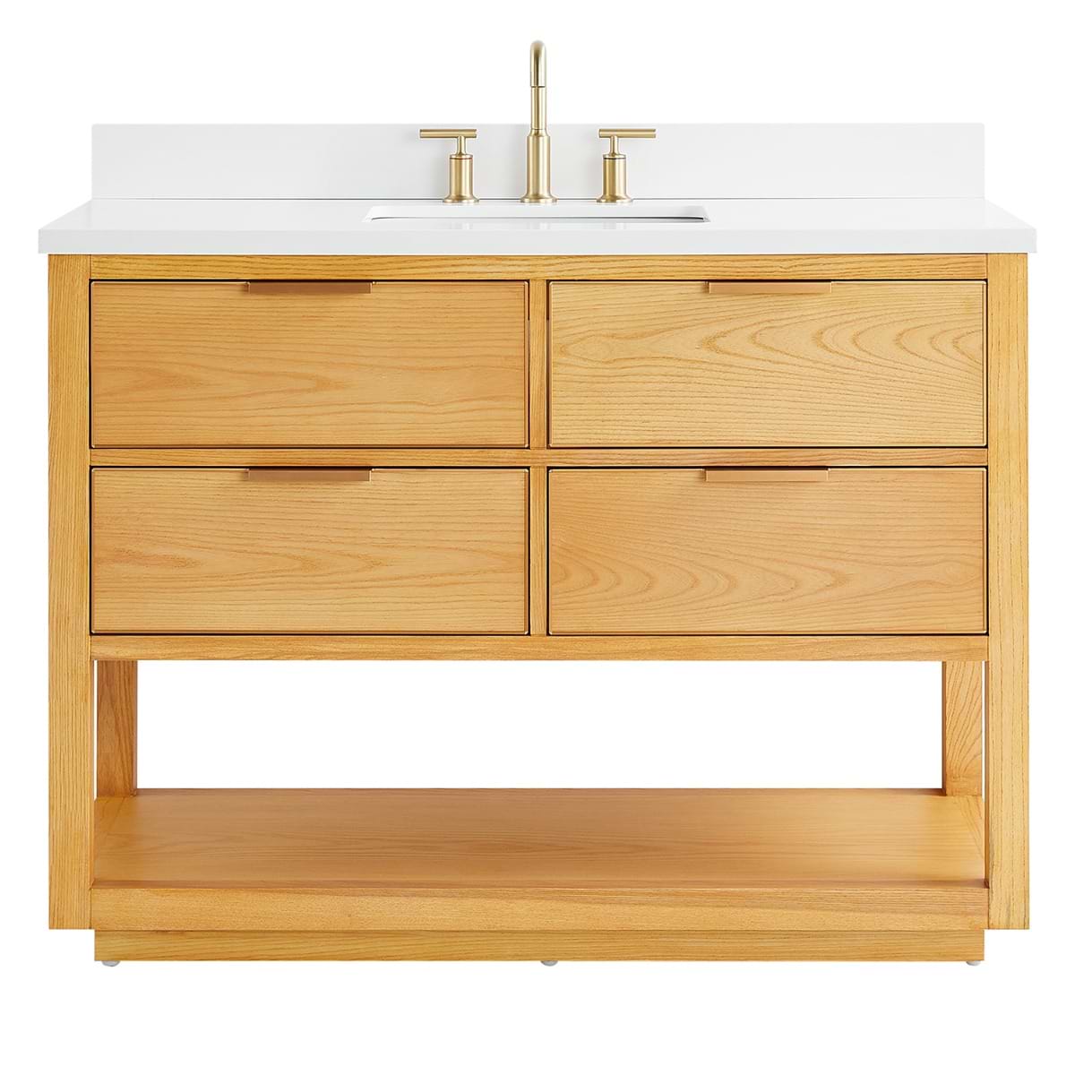 Dayton Woodgrain 48" Single Vanity with Pure White Quartz Top