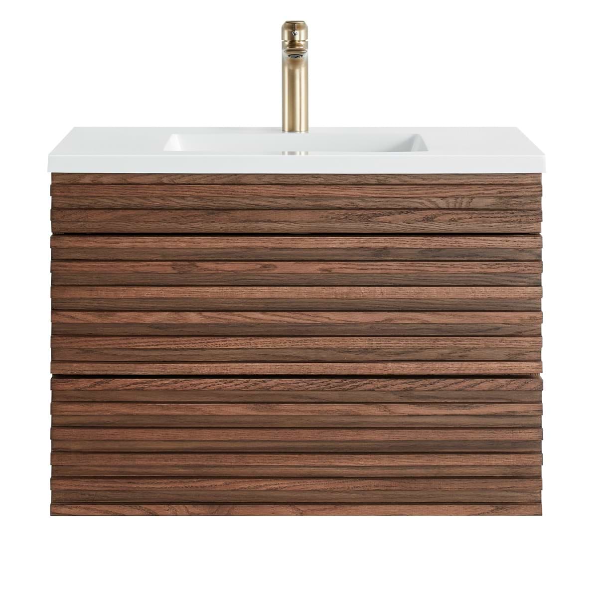 Gibson Dark Wood 30" Single Vanity with Integrated White Acrylic Top