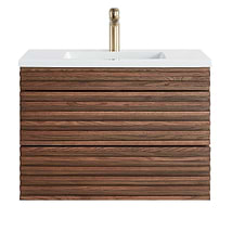 Gibson Dark Wood 30" Single Vanity with Integrated White Acrylic Top